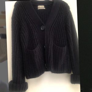 Chunky Cropped Cable Knit UO Navy